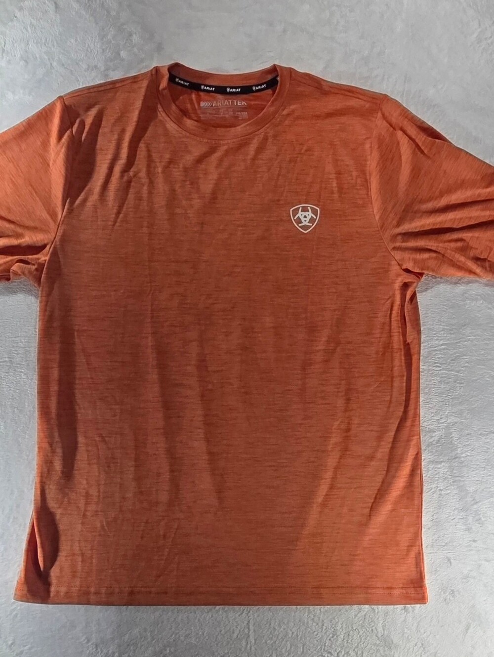 Ariat AriatTEK Men's Orange Moisture Wick Crew Neck Short Sleeve Tee L - 0161